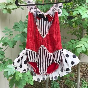 Leotard Handmade Red & Black Costume EUC Size S